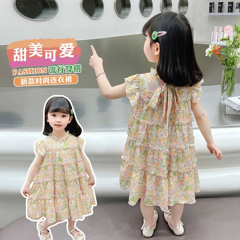 1-11Years Toddler Baby Summer Floral Dress Children Lace Collar Print Princess Drsses for Girls Infant Kids Outfits Clothing 8 9 image 4