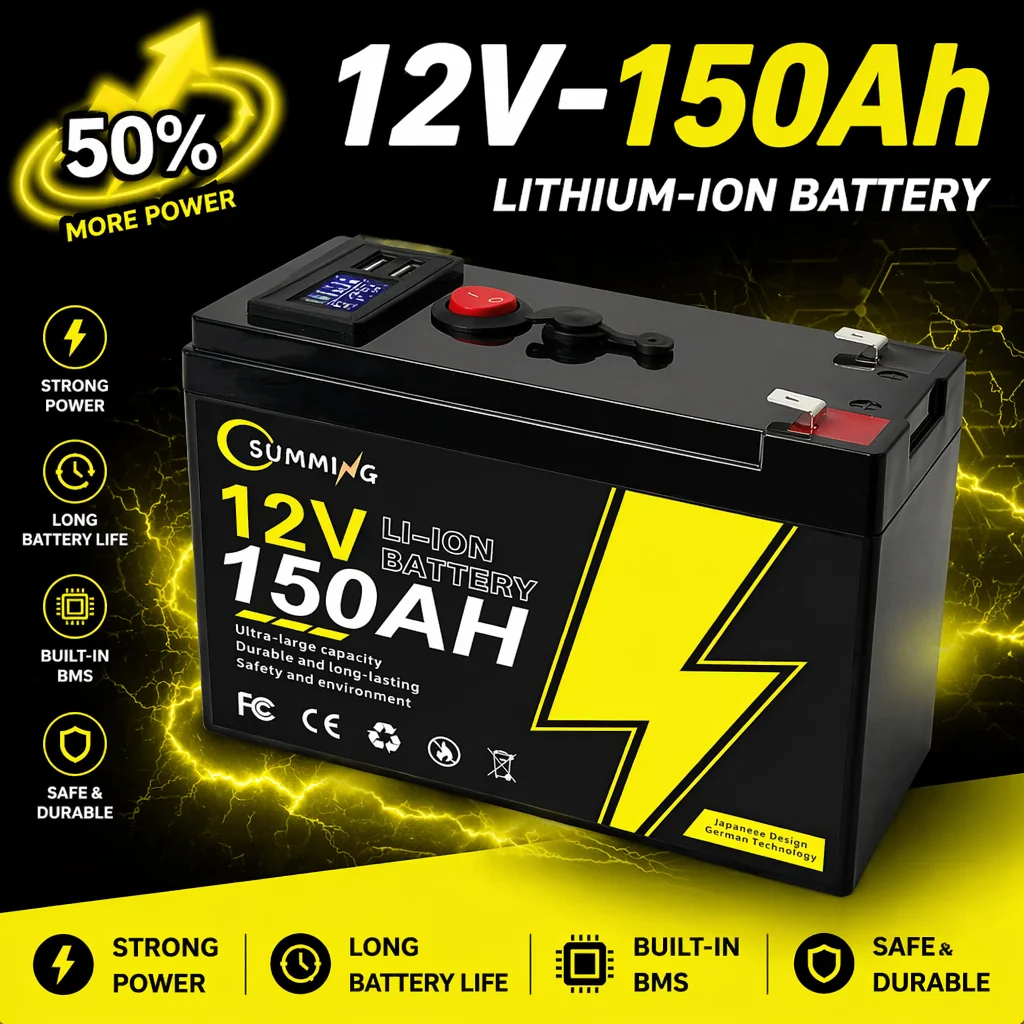 12V LiFePO4 120Ah Lithium Deep Cycle Battery, 4000+ Cycles Rechargeable Battery, Lithium Iron Phosphate for Solar/Wind Power