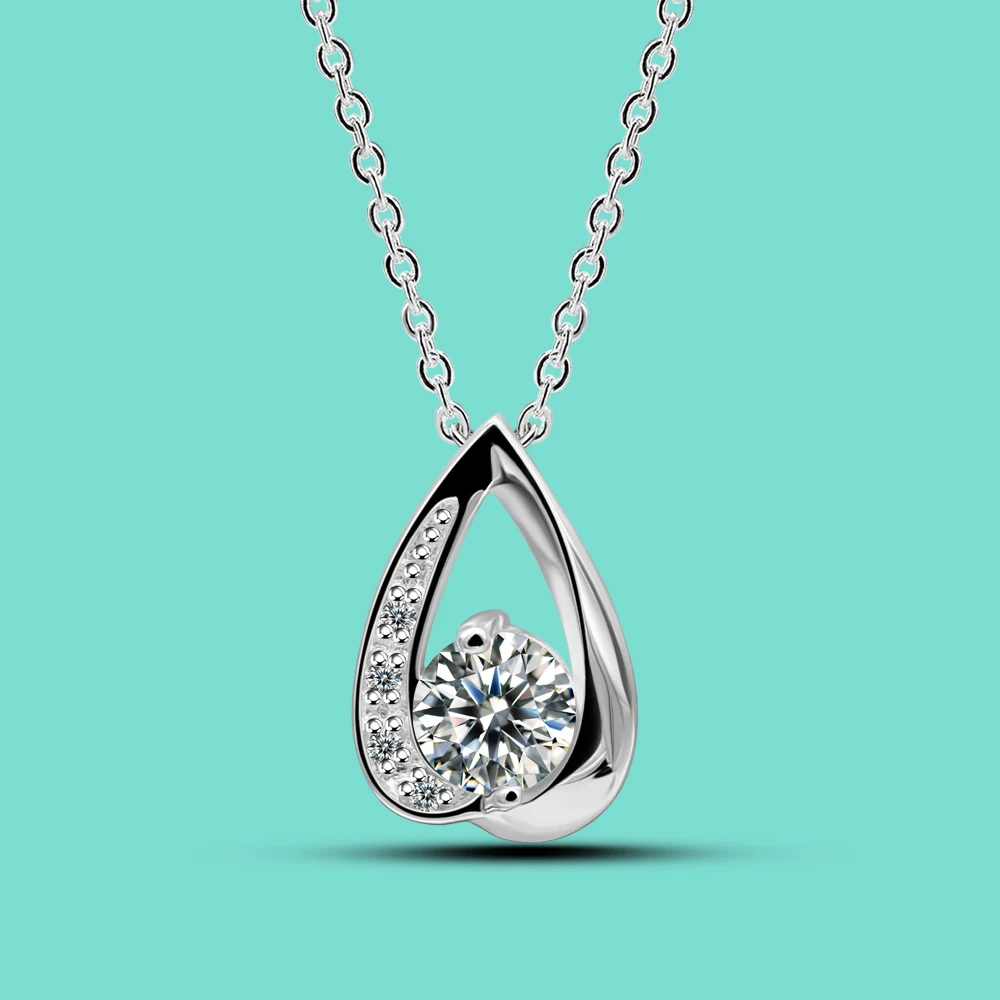 

925 Sterling Silver Necklace Women's Drip CZ Cubic Zirconia Pendant Rolo Chain 41-51cm Necklace Jewelry with Gift Box