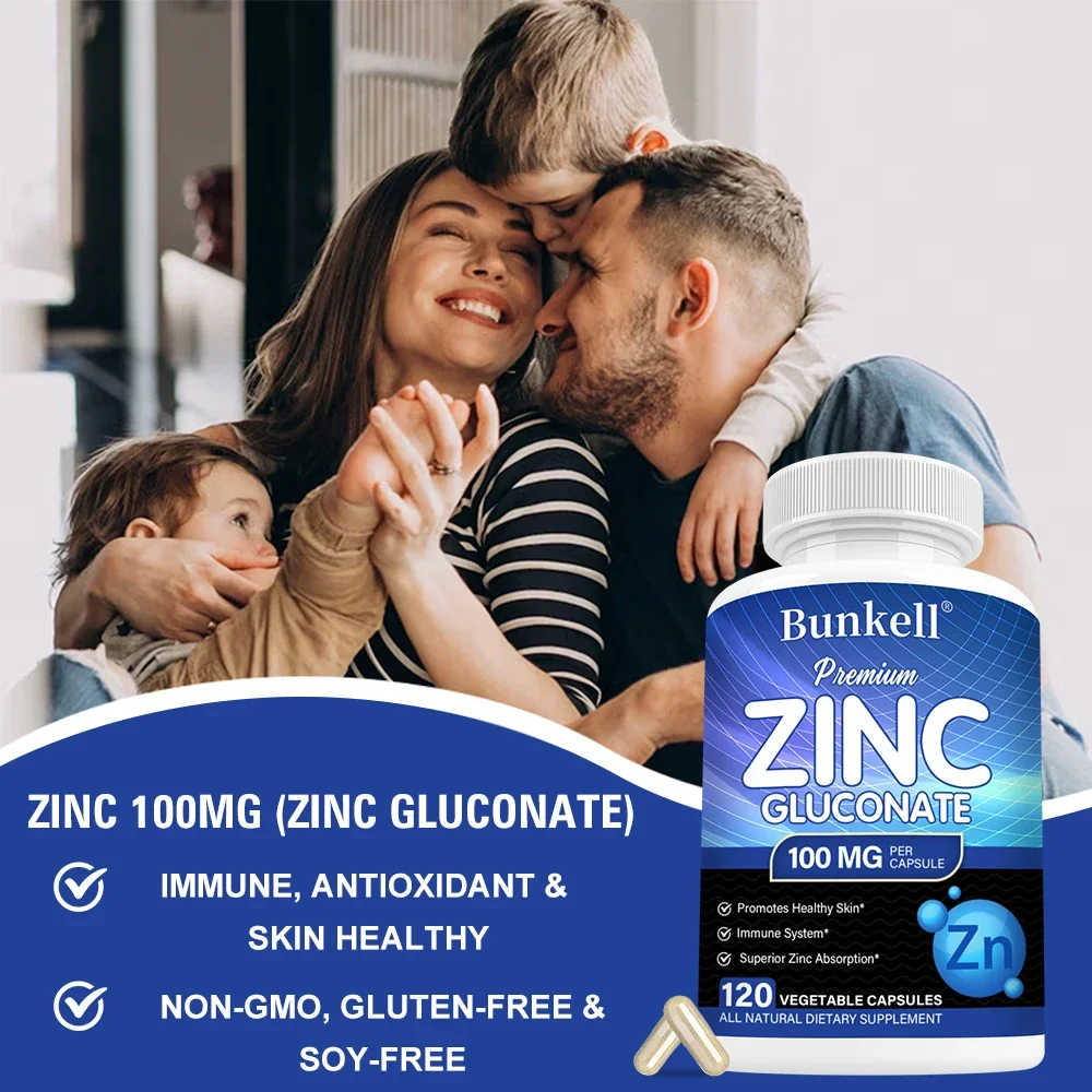 100 ملغ من الجلوكونات الزنك، مكمل دعم المناعة، يحسن صحة الهضم وصحة البشرة، ويعزز امتصاص المغذيات