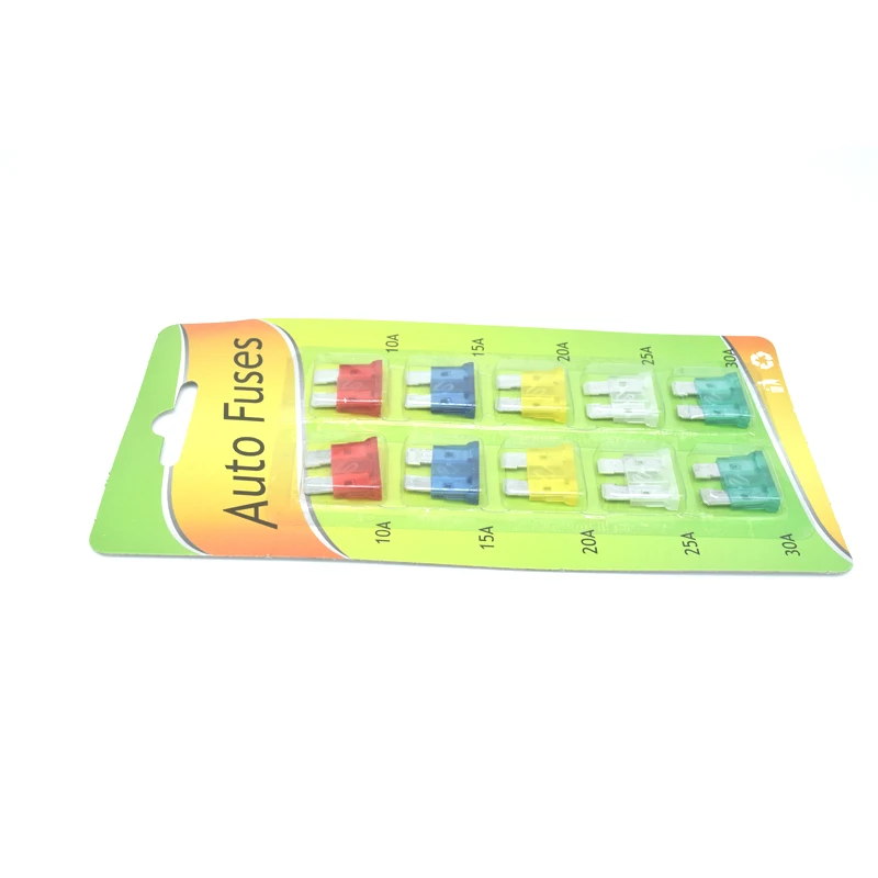 10PCS/lot Car Insurance Insert 10-30A Fuse Kit Trendy Car Fuse Insurance Pieces Set Durable Zinc Alloy Safety Film