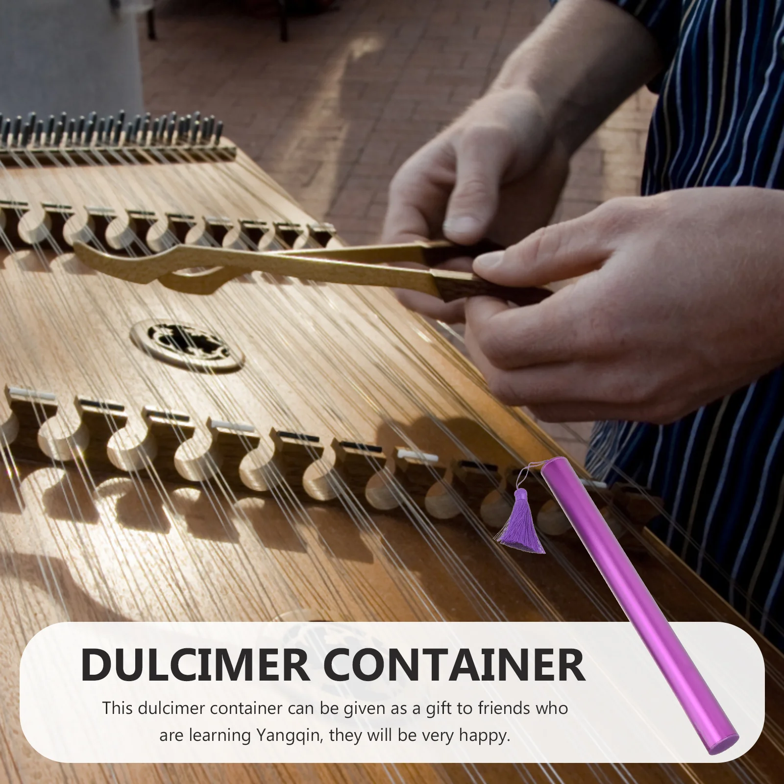 Dulcimer Storage Container Tube Metal Yangqin Holder Portable Protective Aluminum Alloy Dulcimer Box for Storage Accessories