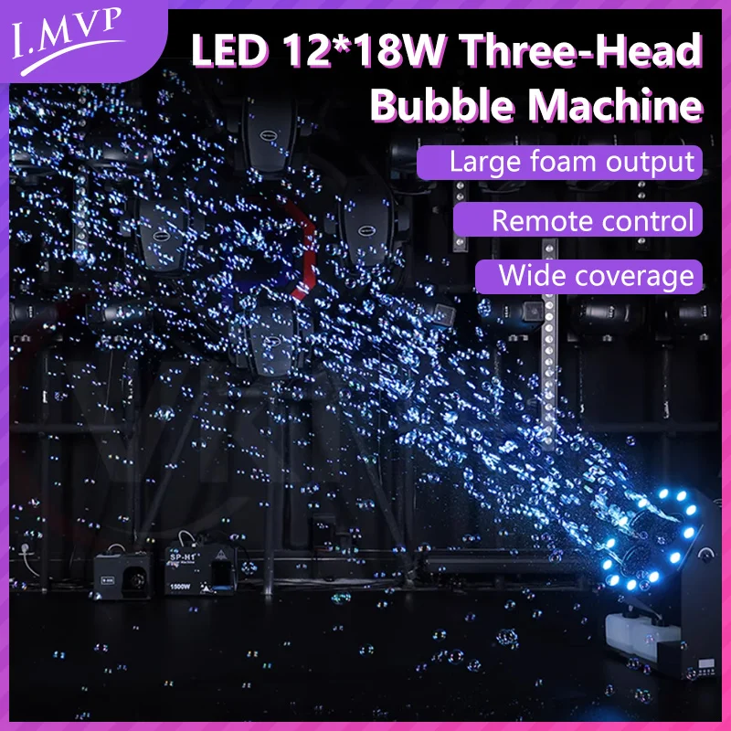 Stage Effect Bubble Machine DMX512 RGBW LED 12x8W Drie Hoofd Bubble Making Machine voor Bruiloftsfeest