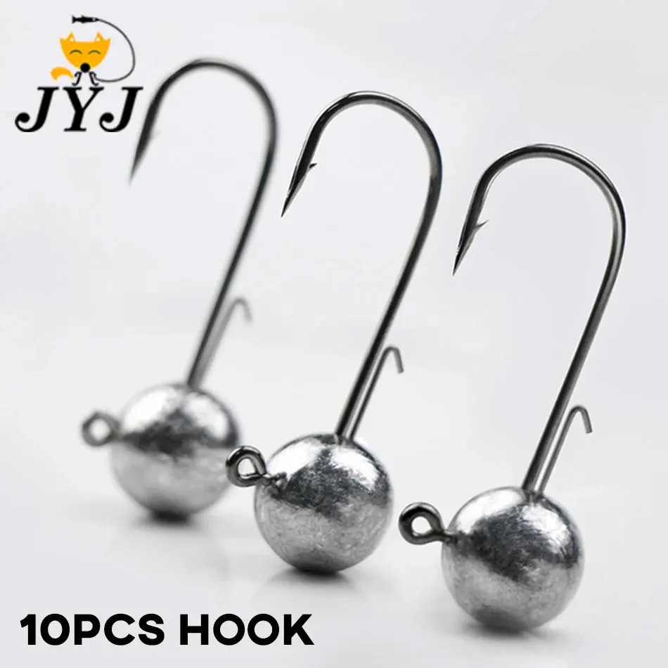 JYJ Fishing Hooks Hangnail 10pcs 2g 5g 7g Crank Head Hooks High-Carbon Steel Long Shank Jig Head For Soft Worm Fishing Pesca Tac