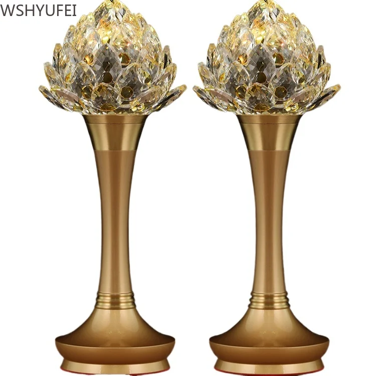 LED 110--240V Pure Copper Buddha Lamp 2027 New Lotus Lamp/Candlestick/7 Colorful Crystal Light 2PCS/LOT