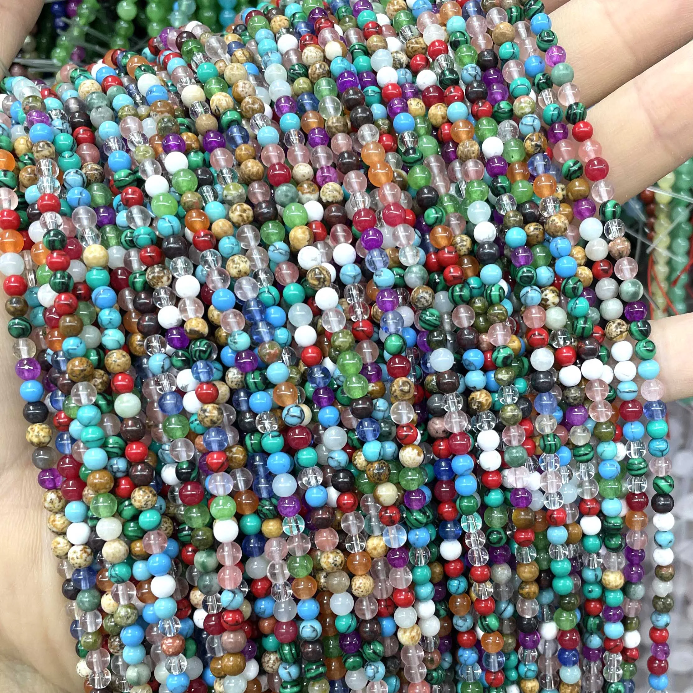 2MM 3MM Natural Quarts Jaspers Agates Lapis Lazuli Amazonite Crystal Stone Beads For DIY Jewelry Making Bracelet Accessories