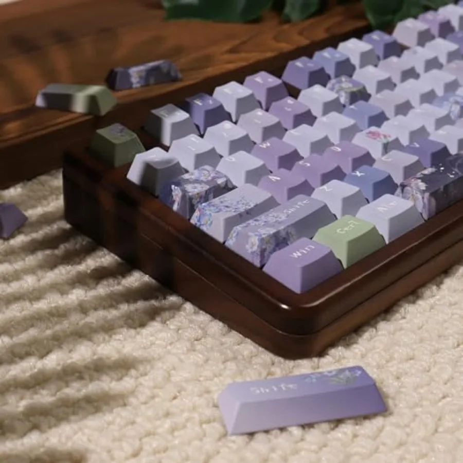 

152 Keys Dye Sub PBT Custom Keycaps Cherry Profile Purple Blossom Keycaps Set Fit for Mechanical Keyboards Alice Keyboard Cherr