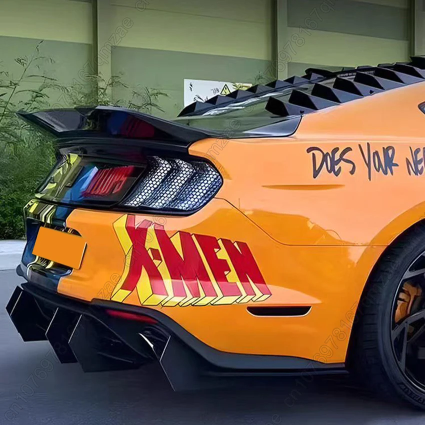 

Задний бампер, диффузор, разветвитель, нижний Canard для Ford Mustang 2015-2021, 6 плав, черная защитная пластина из АБС-пластика, отделка спойлера