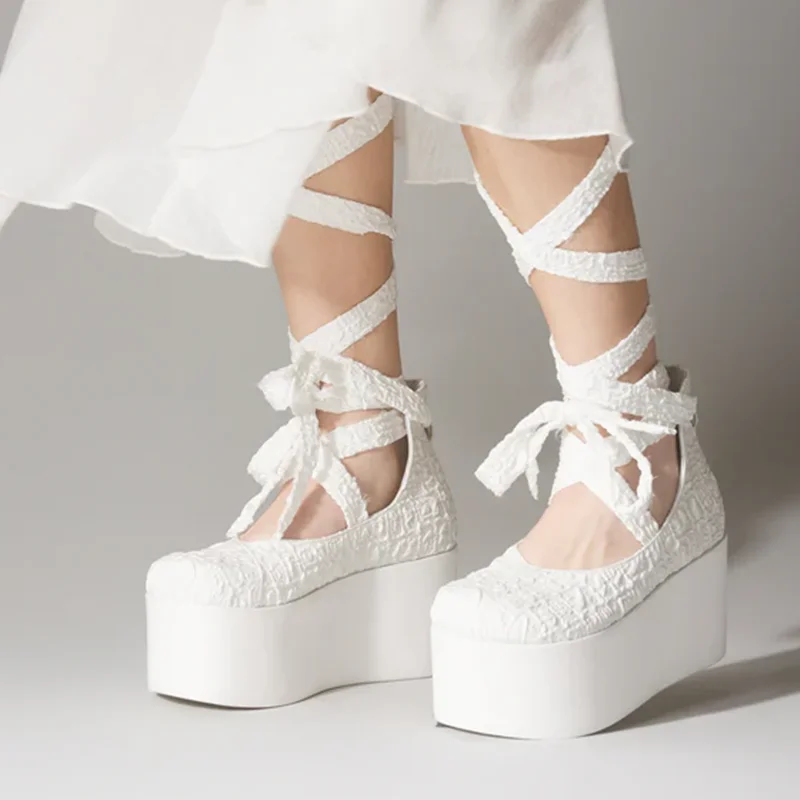 

Platform Lace Satin Lace Up Pums Sexy Pointed Toe Solid Accept Custaomized New Arrivals Fashion Women Runway Shoes