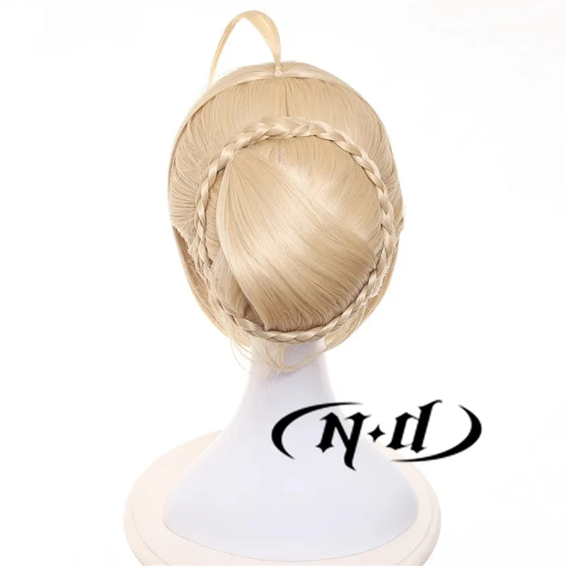 DY2025ND Anime Fate Stay Night Artoria Pendragon Saber Cosplay Hair Wigs Long Light Gold Ahoge Disk Hair Cosplay Wigs for Comic