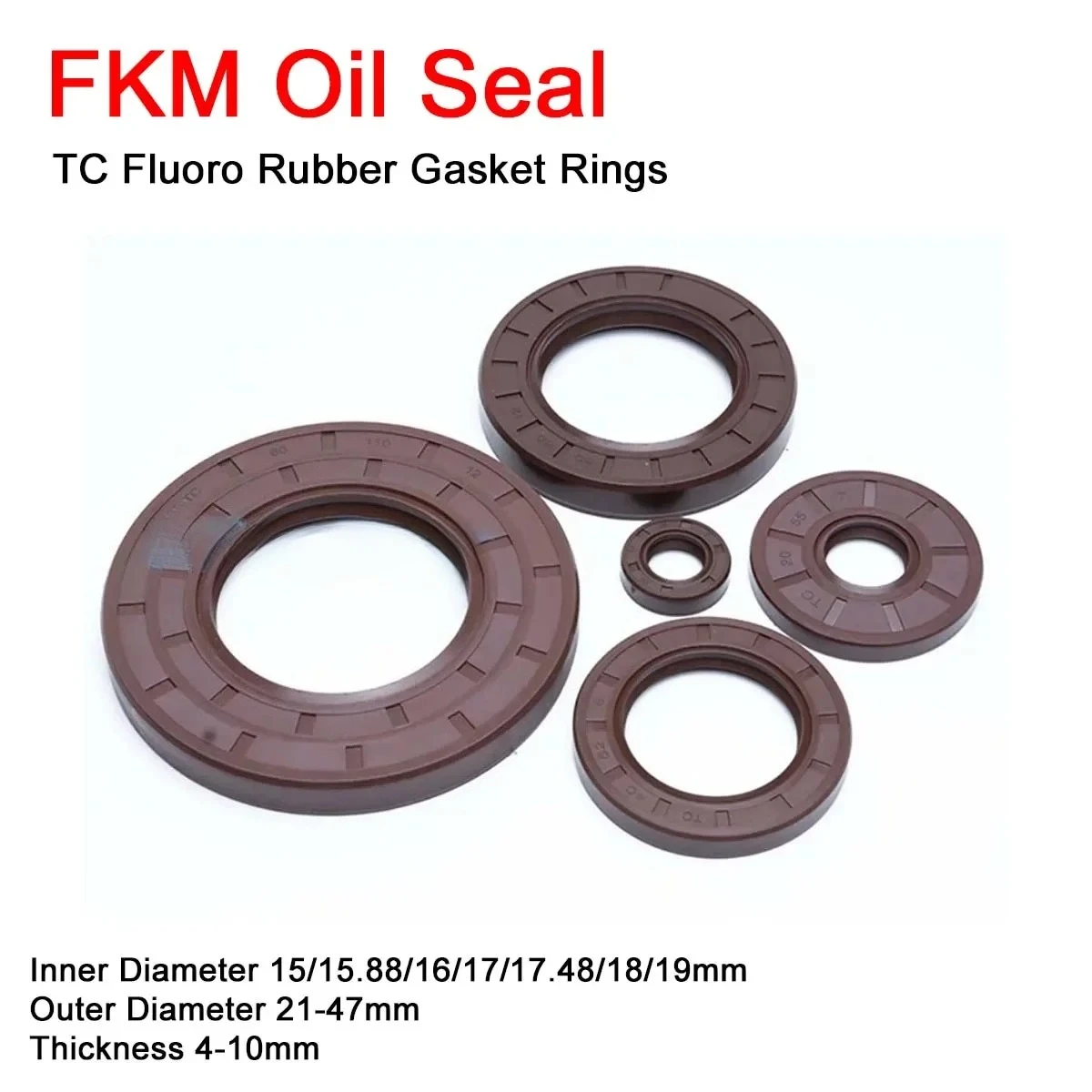

1Pcs FKM Framework Oil Seal ID 15/15.88/16/17/17.48/18/19mm OD 21-47mm THK 4-10mm TC Fluoro Rubber Gasket Ring Cover with Spring