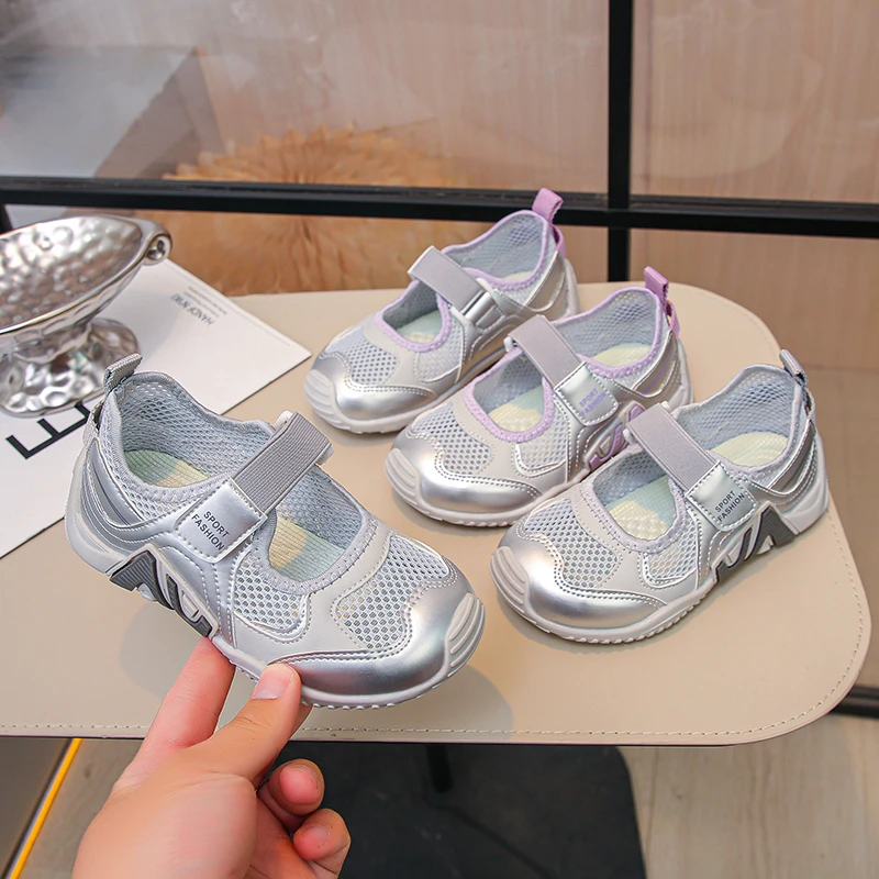 

Kids Mary Jane Breathable Mesh Sneakers Anti-collision Closed Toe Soft Non-slip Sole Sport Shoes for Toddler Girls