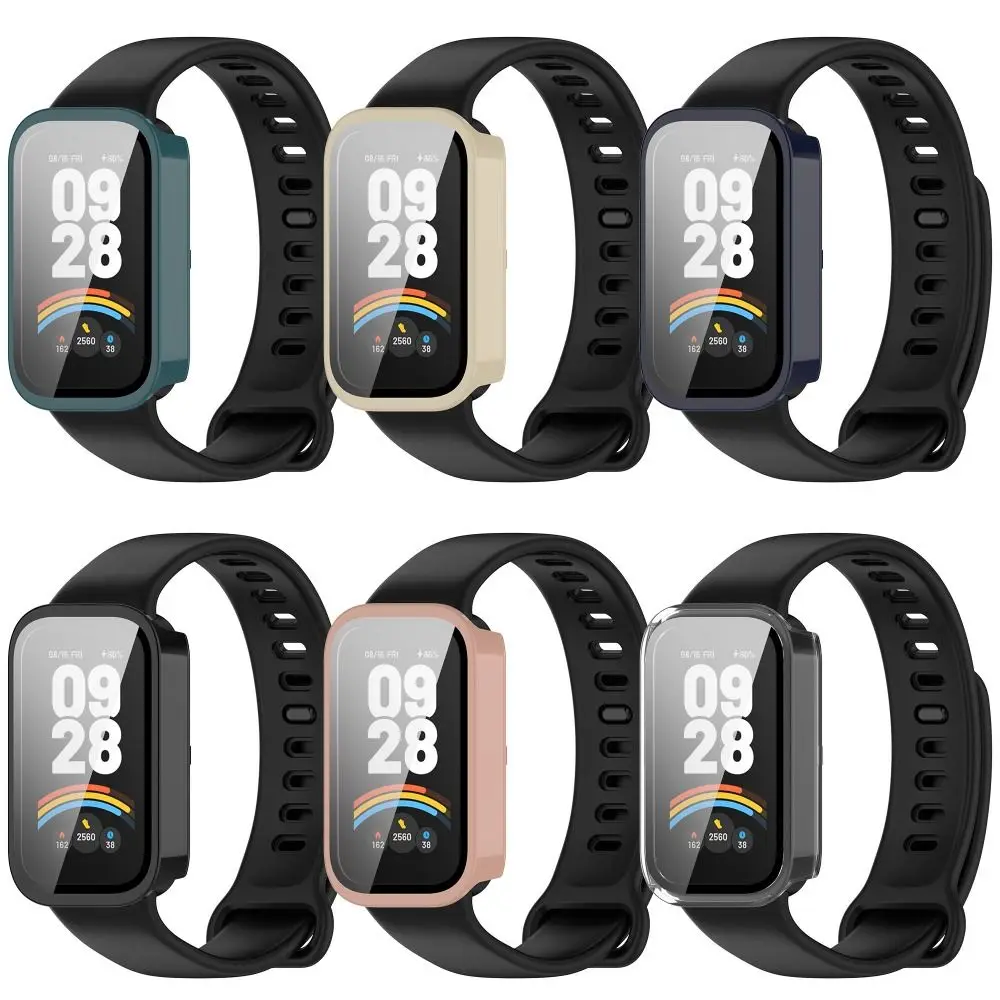 PC + capa protetora temperada pára-choques cobertura completa protetor de tela anti-arranhões para Xiaomi Band 9 Active/Redmi Band 3