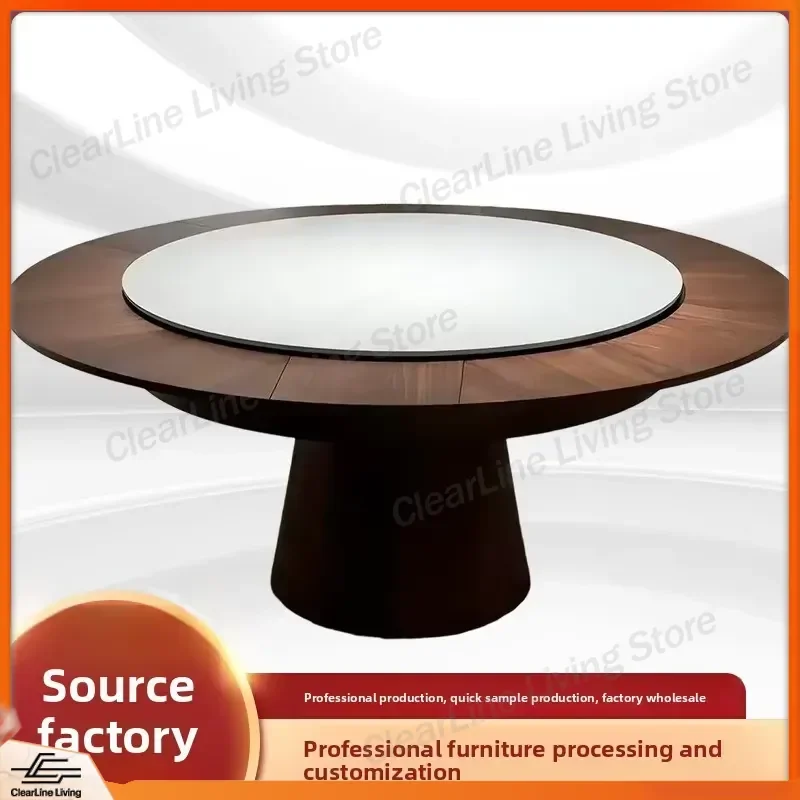 Modern Rotating Round Dining Table Telescopic Folding Design with Turntable Large Space Customizable Furniture Home Decor