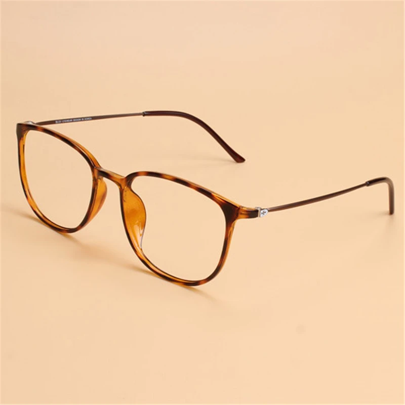 Vazrobe Ultralight Men Eyeglasses Frame Male Women Unisex Tungsten Carbon Glasses Female Plain Eyewear Black Leopard
