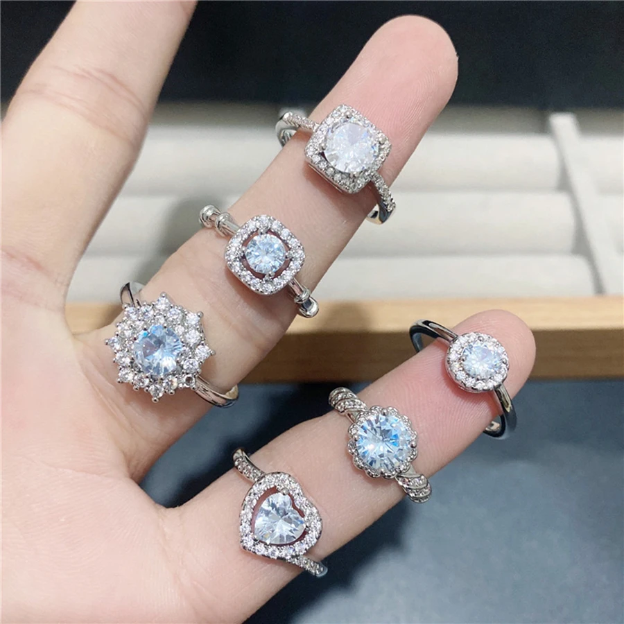 10Pcs Luxury Zircon Inlay Copper Alloy Ladies\' Ring Elegant Versatile Mixed Style Wedding Ring Trend Finger Accessories Jewelry