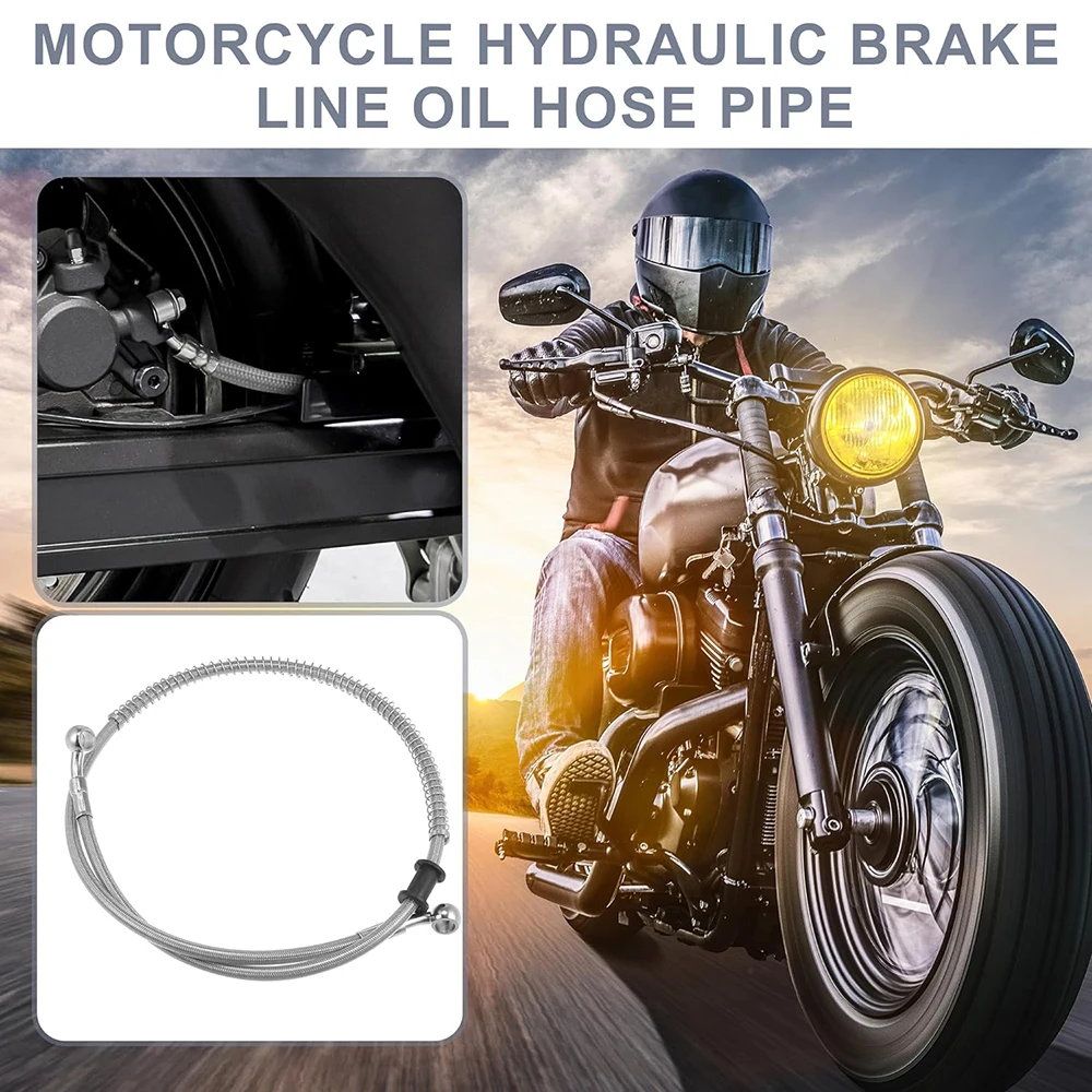 Motorcycle Hydraulic Brake Line Oil Hose PTFE Stainless Steel Braided Cable Banjo Head Both Sides 28 ° ATV Motocross Sport Bikes