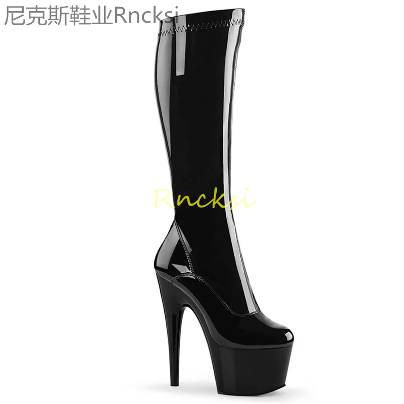 

17cm Women's boots tube boots Europe and America pole dancing high-heeled fashion round head super high-heeled boots