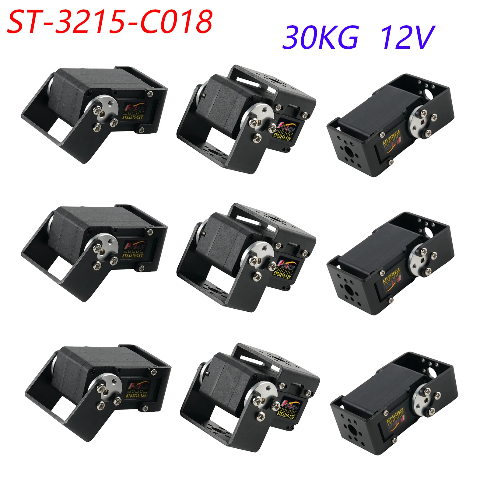 9PCS Feetech STS3215 1/345 Gear 12V 30KG Servo +9PCS Bracket High Torque Smart RC Servo TTL Serial Bus Robot Servos ST-3215-C018