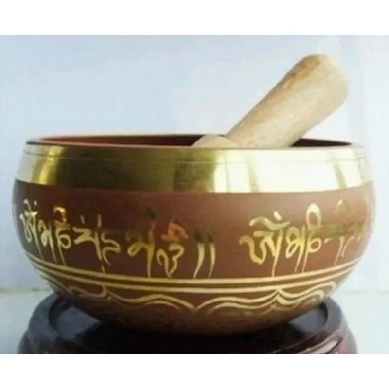 

88 mm Collectible Piece, Oriental, Rare, Excellent, Om, Tibetan Ring, Gong, Yoga Bowl, Singing Antique Garden Decoration, Silver