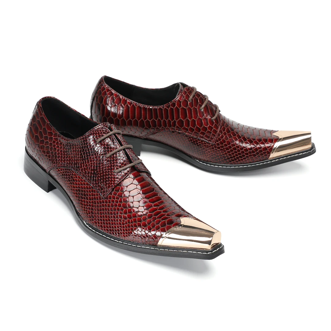 

British Style Men Cow Leather Brogue Shoes Lace Up Party Wedding Formal Dress Shoes Male Pointed Toe Business Oxford Shoes