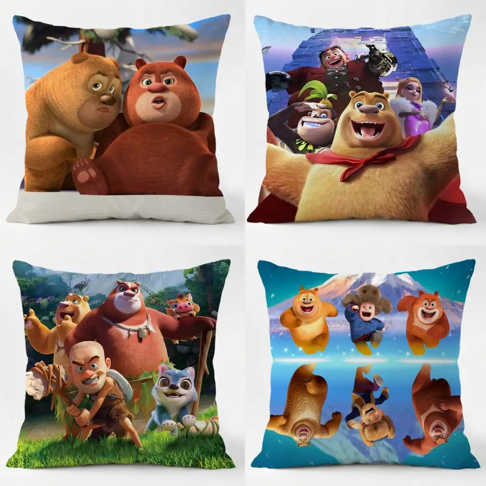 B-Boonie B-Bears Cushion Cover Daily Washable Linen Pillowcase Soft  for Sofa Bed Home Room Decor