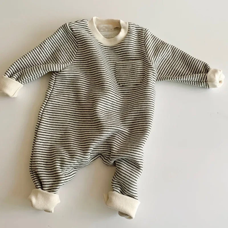 MILANCEL Long Sleeve Infant Baby Rompers Clothes Striped Infant Girls Boys Jumpsuits Simple Baby Playsuit for Newborns