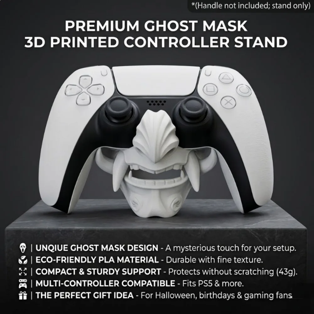 PS5コントローラースタンド ゴーストマスク ゲームパッドマウントホルダー PlayStation 5 DualSense用 デスクトップディスプレイブラケット ゲームルームデコレーション