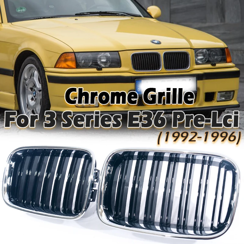 

Одинарная/двойная решетка радиатора с хромированной рамкой, серебристая, для BMW 3 серии E36 Pre-LCI Coupe Sedan 1992-1996 316i 318i 320i 325i