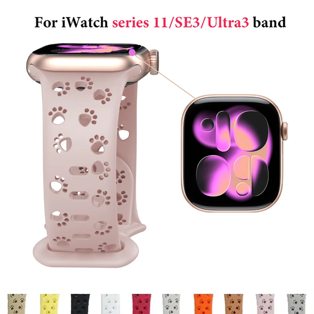 Silikonarmband für Apple Watch Band 11 10 42 mm 46 mm, ausgehöhltes Correa-Armband, iWatch-Serie SE 8 9 Ultra2 40 mm 44 mm 49/41/45 mm
