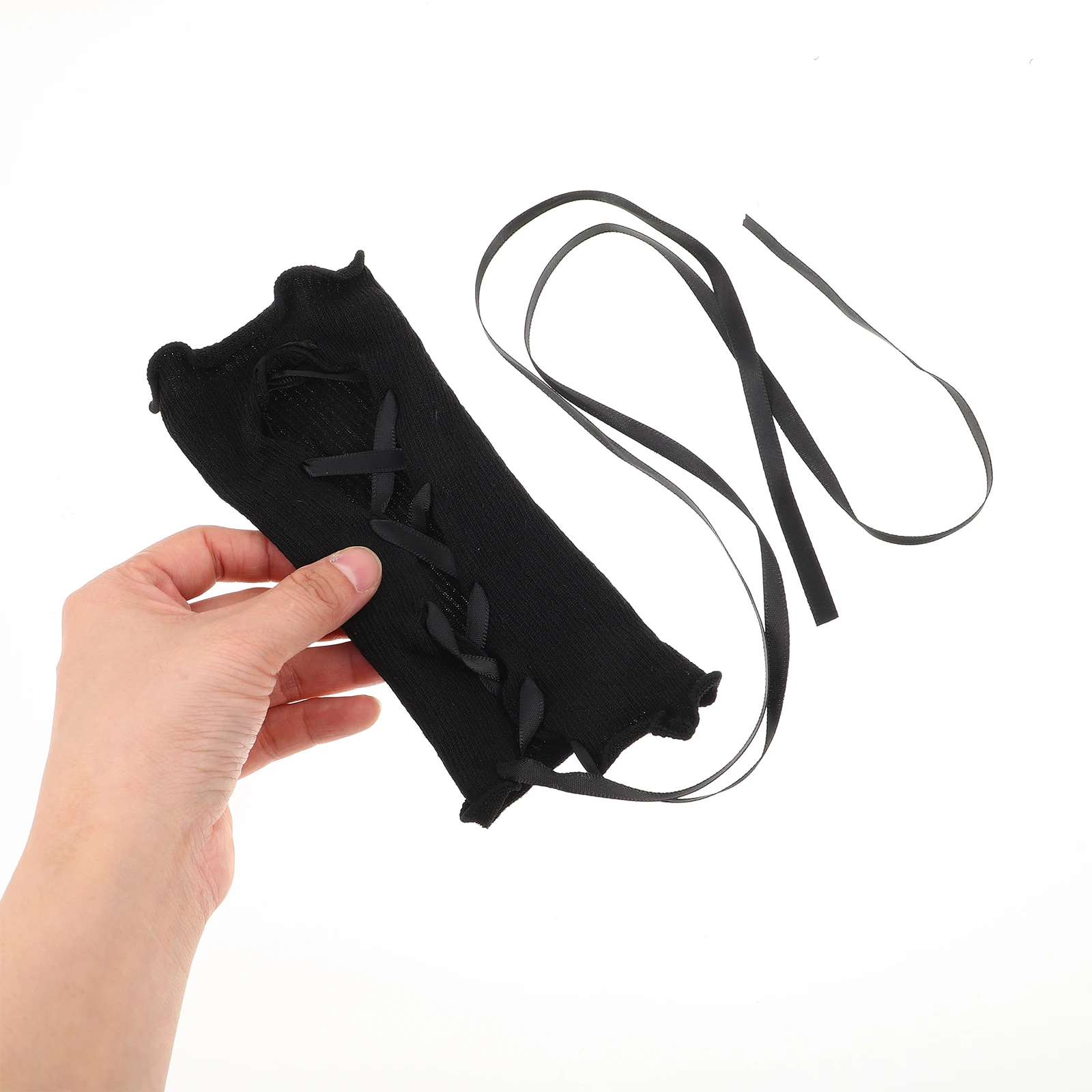 

Gothic Strap Hand Sleeves Black Fingerless Gloves Polyester Arm Warmers Women Bow Kawaii Elegant Cuff Lace DIY Functional