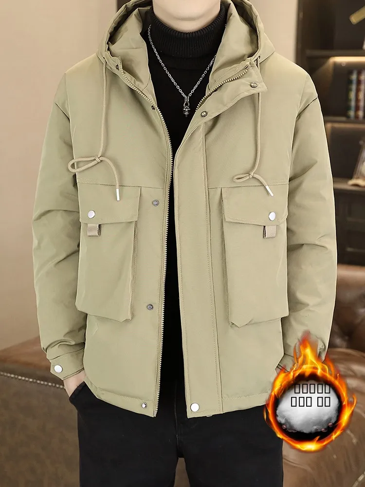 

Утепленная зимняя рабочая куртка из хлопка для мужчин, теплая повседневная куртка с капюшоном, утепленная хлопковая куртка в молодежном стиле, защита от холода