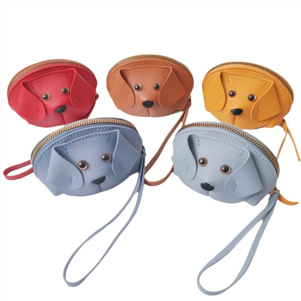 PU Leather Coin Purse Mini Size Zipper Closure Zipper Coin Purse Red Envelope Style Dog-Style Design Creative Card Holder