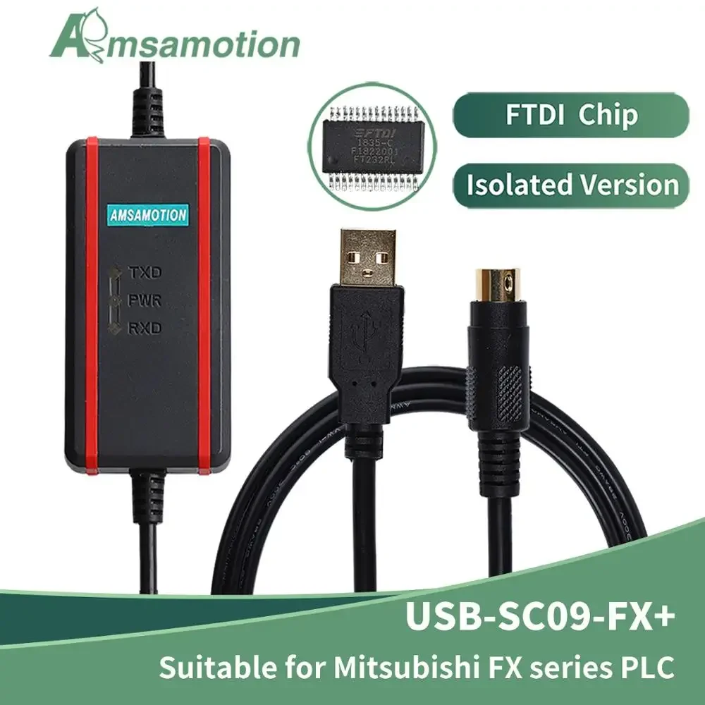 

FTDI Chip Cable USB-SC09-FX Compatible with Mitsubishi For FX1N 2N 1S 3U Series PLC Programming Data Download