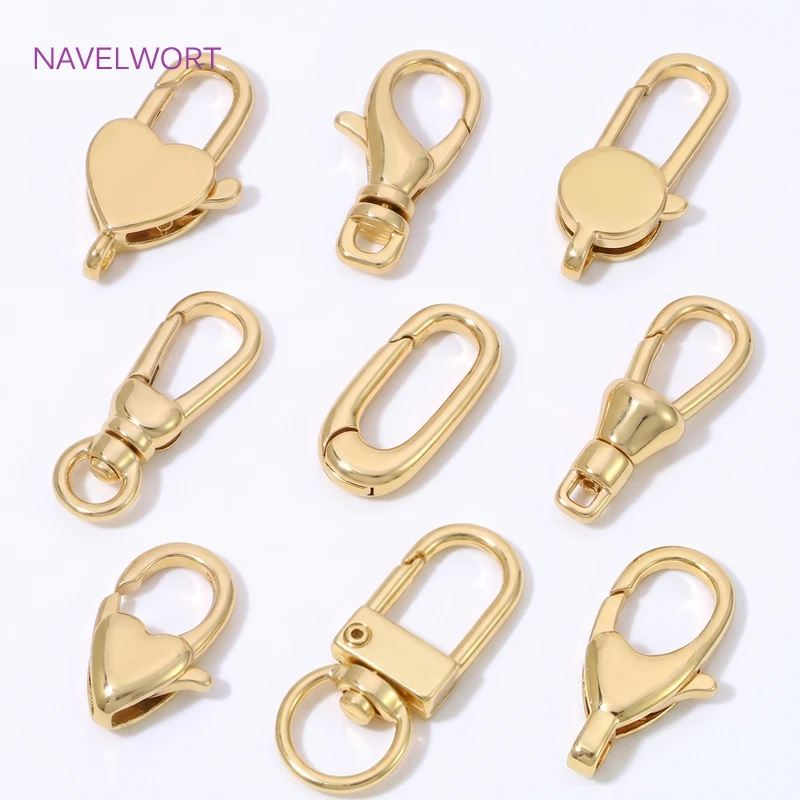 1/2/4Pcs 18K Gold Plated Oval Spring Clasp For Jewelry,Carabiner Necklace Clasps Closures Connector,DIY Bracelet Making Finding view 6