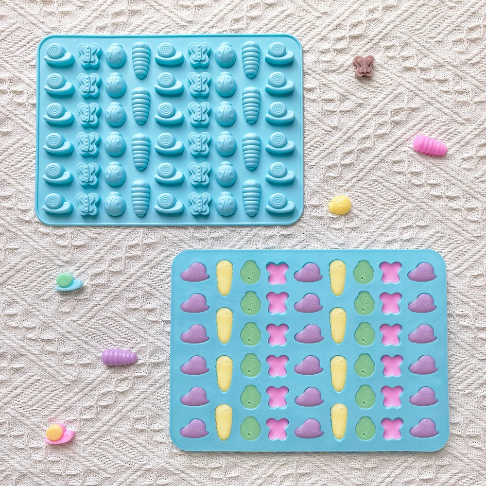 1 Stück insektenförmige Backsilikonform mit 54 Mulden, verwendet für weiche Süßigkeiten, DIY-Schokolade, Süßigkeiten, Kuchendekorations-Backwerkzeuge