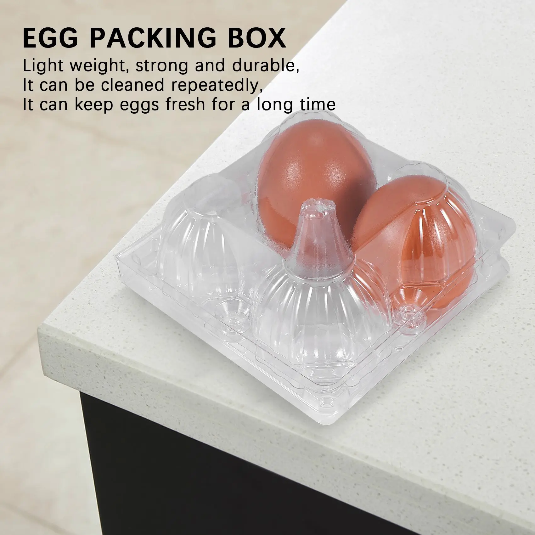 50Pcs Plastic Egg Cartons Bulk Clear Chicken Egg Tray Holder for Family Pasture Chicken Farm Business Market- 4 Grids