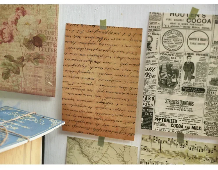 30 Blatt klassische Retro-Buchstaben, Karten, Rosen, literarisches Scrapbooking, Junk-Journal, dekorative Decoupage-Papiercollage – Detail 11