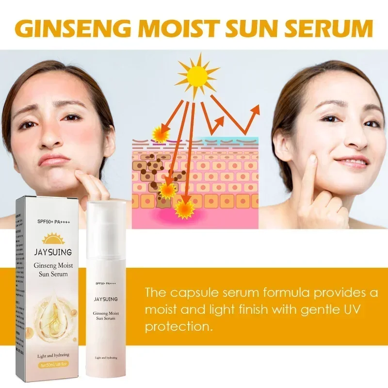 Sdotter New Ginseng Moisturizing Essence Sunscreen UV Protection SPF 50 sun cream serum Refreshing Non-Greasy Makeup face body S