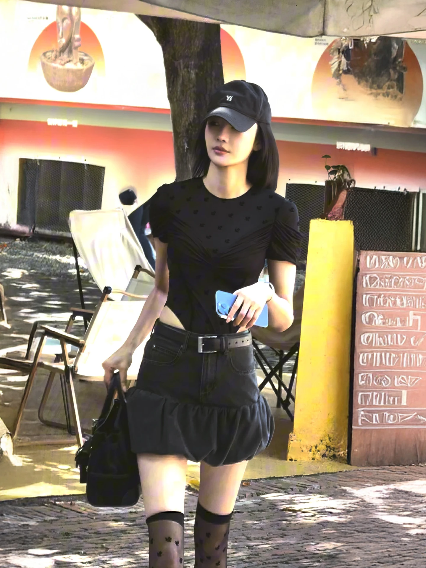 

Disimman Ling Women's Slim Fit ort Sve T-irt Hollow out Waist Design Summer Top Bla Color round Ne Light Maturi ...