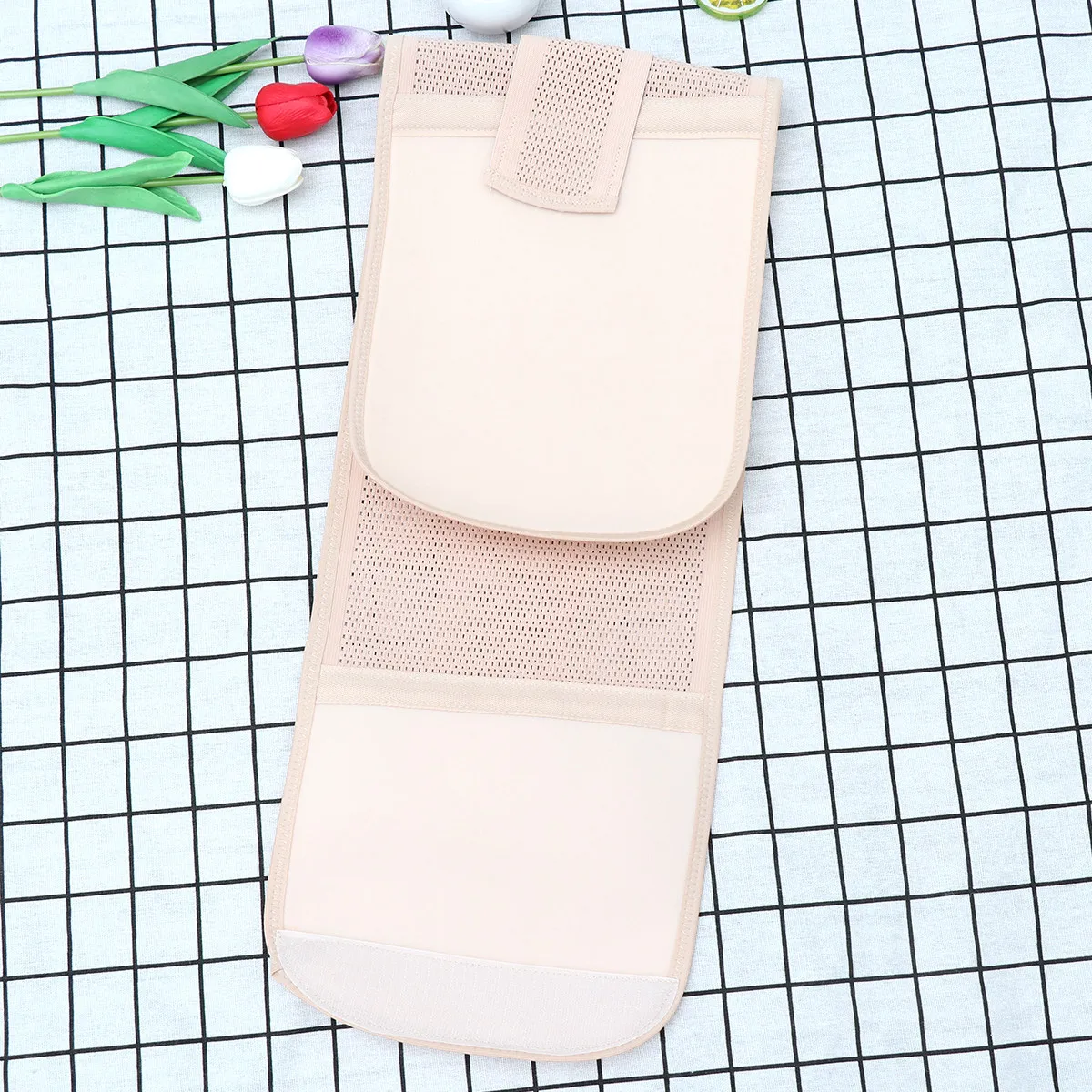 Postpartum Belly Band Waist Trimmer Belt Women Abdomen Trimmer Body Shaper Lift Hips Keep Slim Mesh Pattern Size M