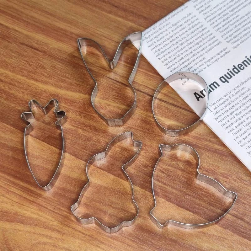 5 PCS Easter Bunny Biscuit Cookie Cutter Stainless Steel Bak
