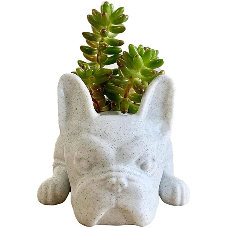 

Succulent Planter Bulldog Planter Bulldog Shape Cute Bonsai Flower Pots For Home Garden Office Desktop Decor (No Plants)