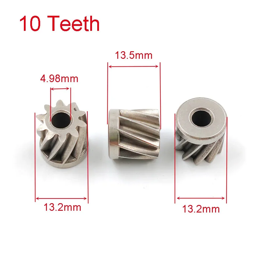 1PCS 10Z Lawn Mower Motor Gears 10 Teeth OD13.2mm Hole 4.98mm Helical Pinion Power Drill Repair Parts 10T