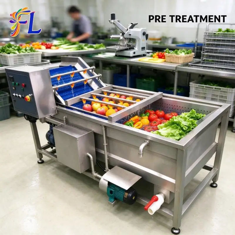 Fully Automatic Fruit Vegetable Washer Ozone Function Remove Bacteria Pesticide Canned Fruit Processing Line