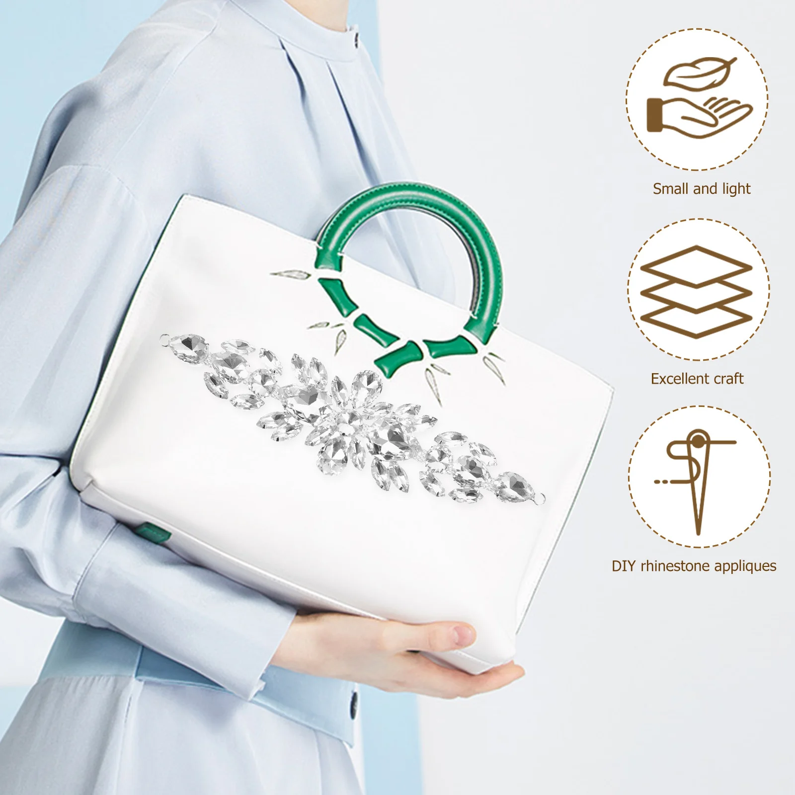 Rhinestone Patch Water Drop Wedding Applique Decorative Clothes Patches for Dress Shoes Bags Bridal Party Accessories DIY Craft