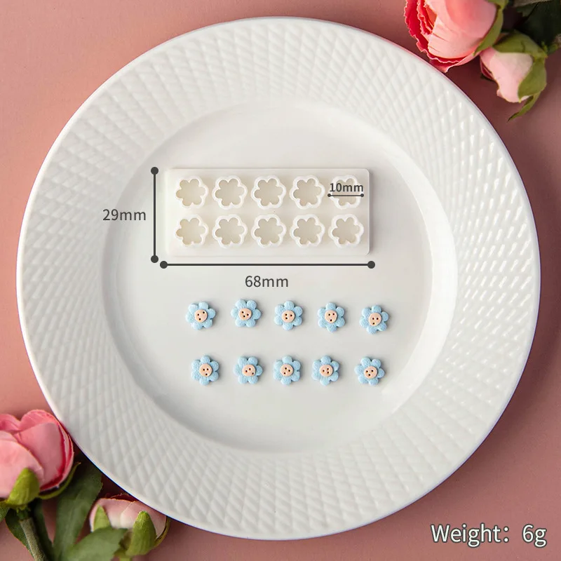 10mm Mini Flower Polymer Clay Cutters Fresh Flower Combination Clay Molds for DIY Earring Pendant Jewelry Cutting Die Hand Tools