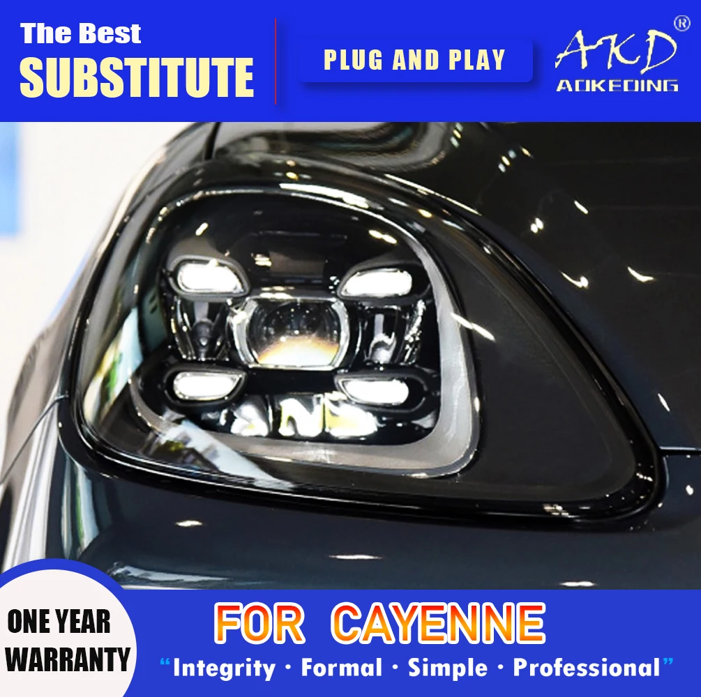 

AKD Head Lamp for Porsche Cayenne LED Headlight 2011-2018 Headlights Cayenne DRL Turn Signal High Beam Angel Eye Projector Lens