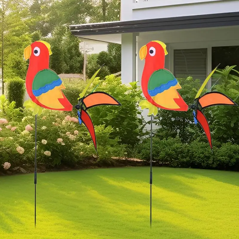 

Garden Stakes For Outside PVC Outdoor Wind Sculpture Parrot-shaped Decorative Wind Spinner Stakes For Courtyard Outdoor Corridor