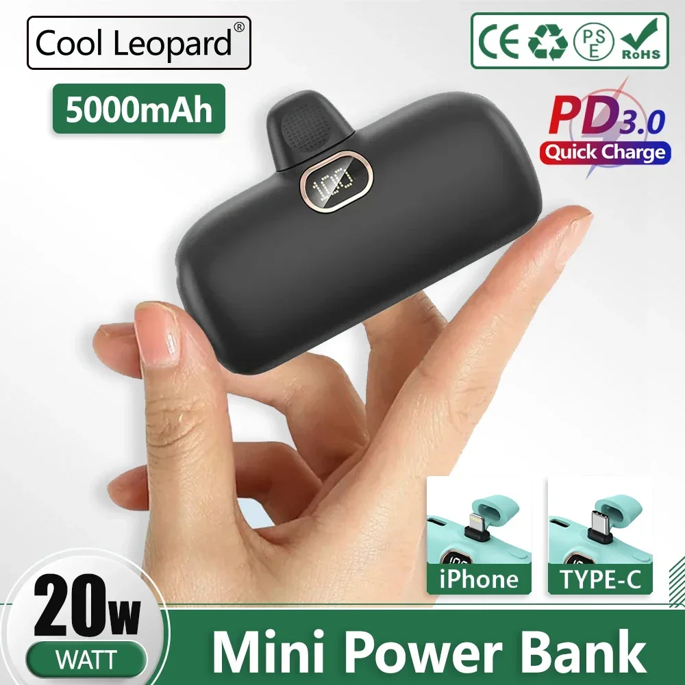 

Mini Power Bank 5000mAh Power Bank QC PD Fast Charging For iPhone 15 14 13 Batterie Externe Emergency Portable Power For Xiaomi